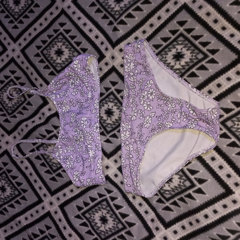 SHEIN Floral Bikini, Size S, Purple/White